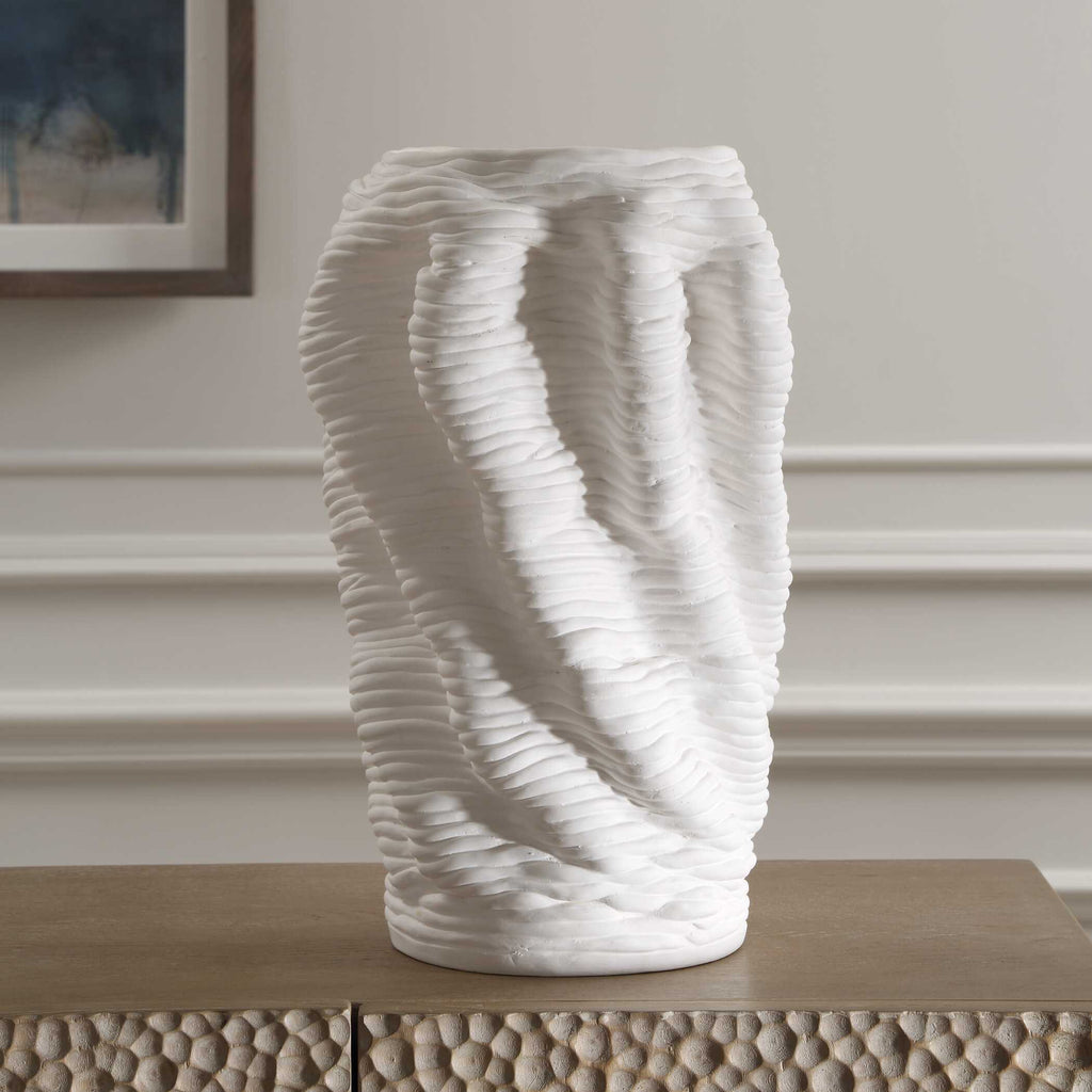 Stratified Matte White Vase