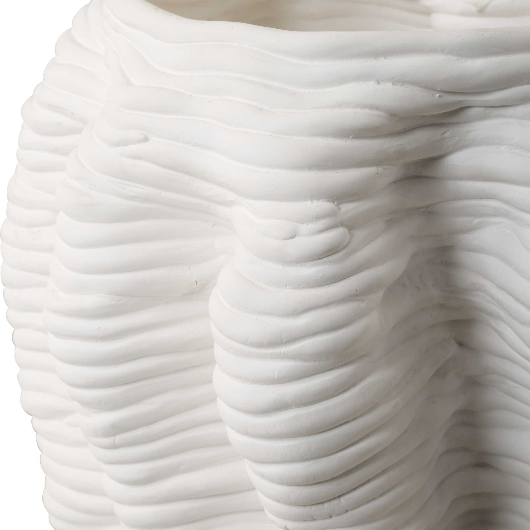 Stratified Matte White Vase