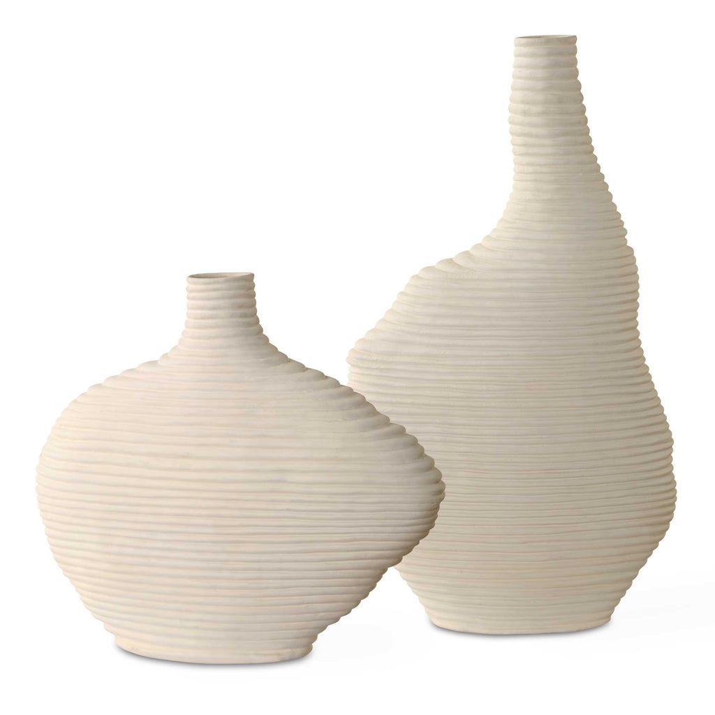 Duostacked Matte White Vases Set/2
