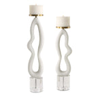 Feamelo Ivory Stone Candleholders Set/2