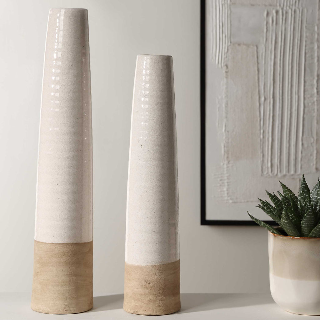 Ivory Sands Ceramic Vases Set/2
