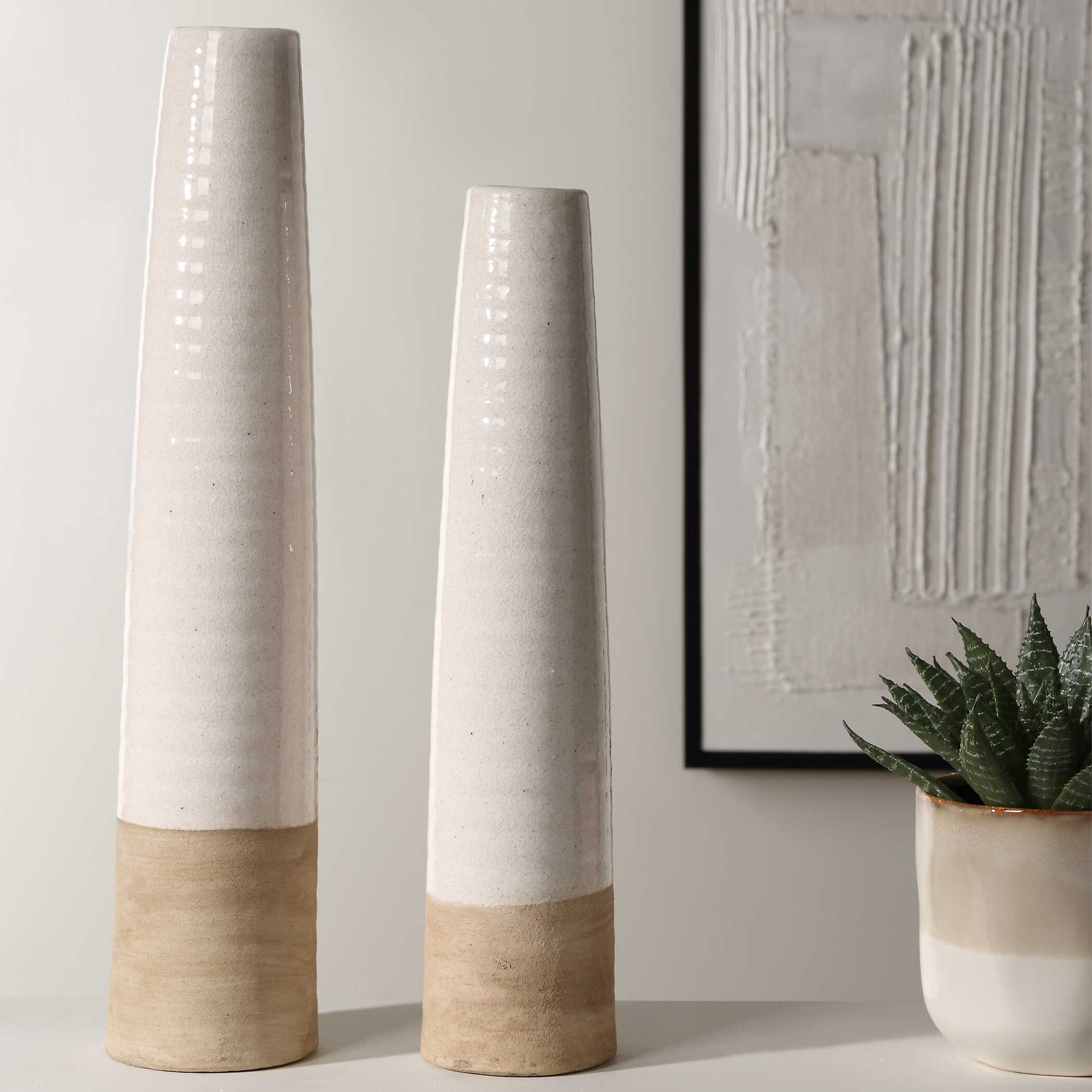 Ivory Sands Ceramic Vases Set/2