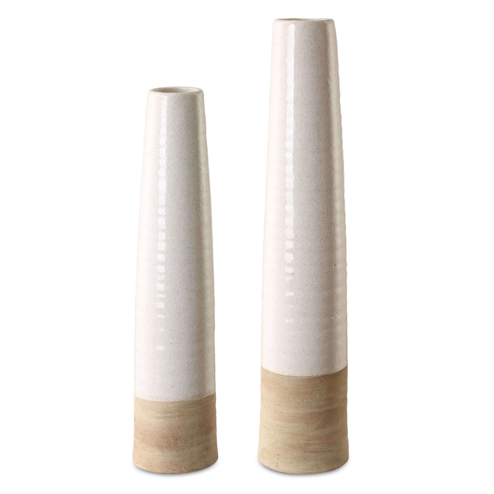 Ivory Sands Ceramic Vases Set/2