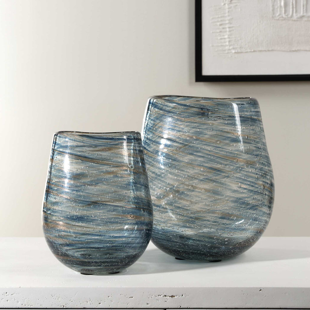 Aurora Swirl Glass Vases Set/2