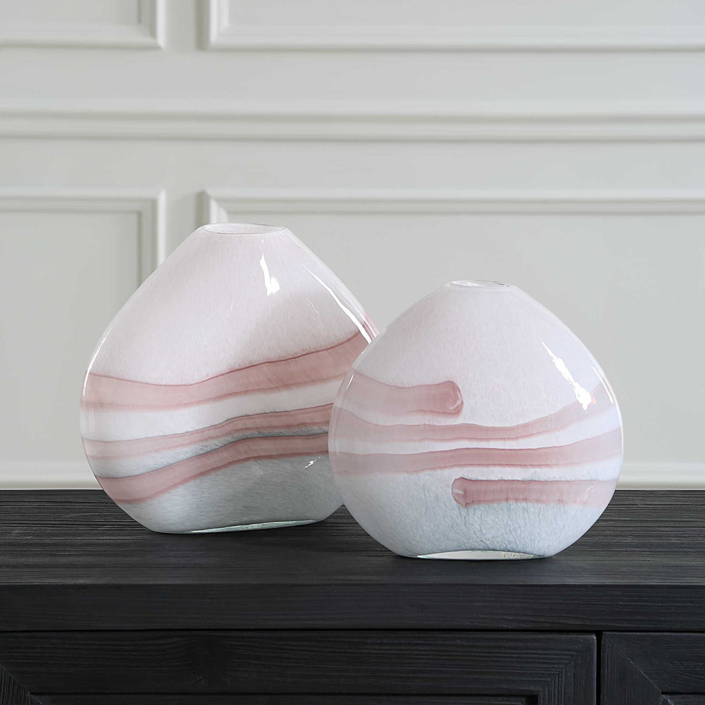 Blush Swirl Glass Vases Set/2