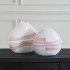 Blush Swirl Glass Vases Set/2