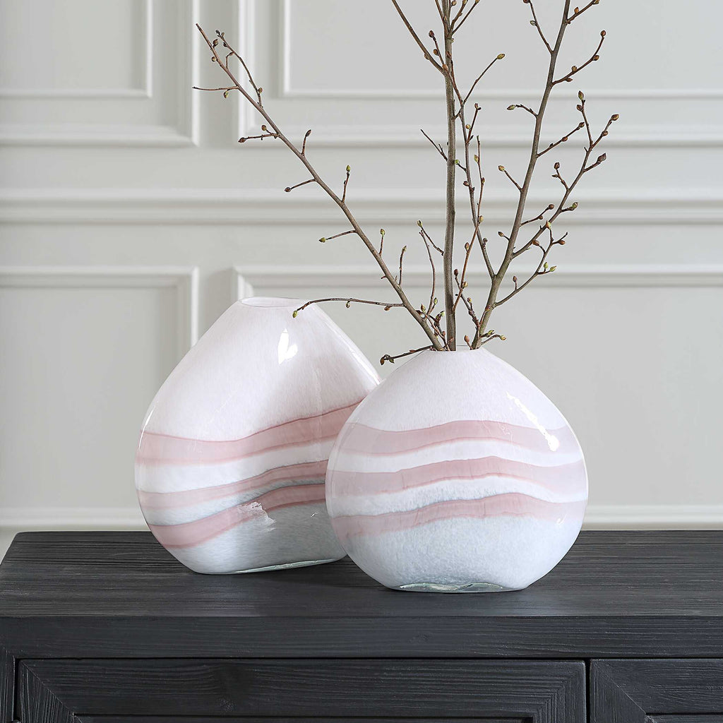 Blush Swirl Glass Vases Set/2