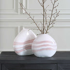 Blush Swirl Glass Vases Set/2