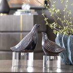 Nesting Bird Gray Sculptures Set/2