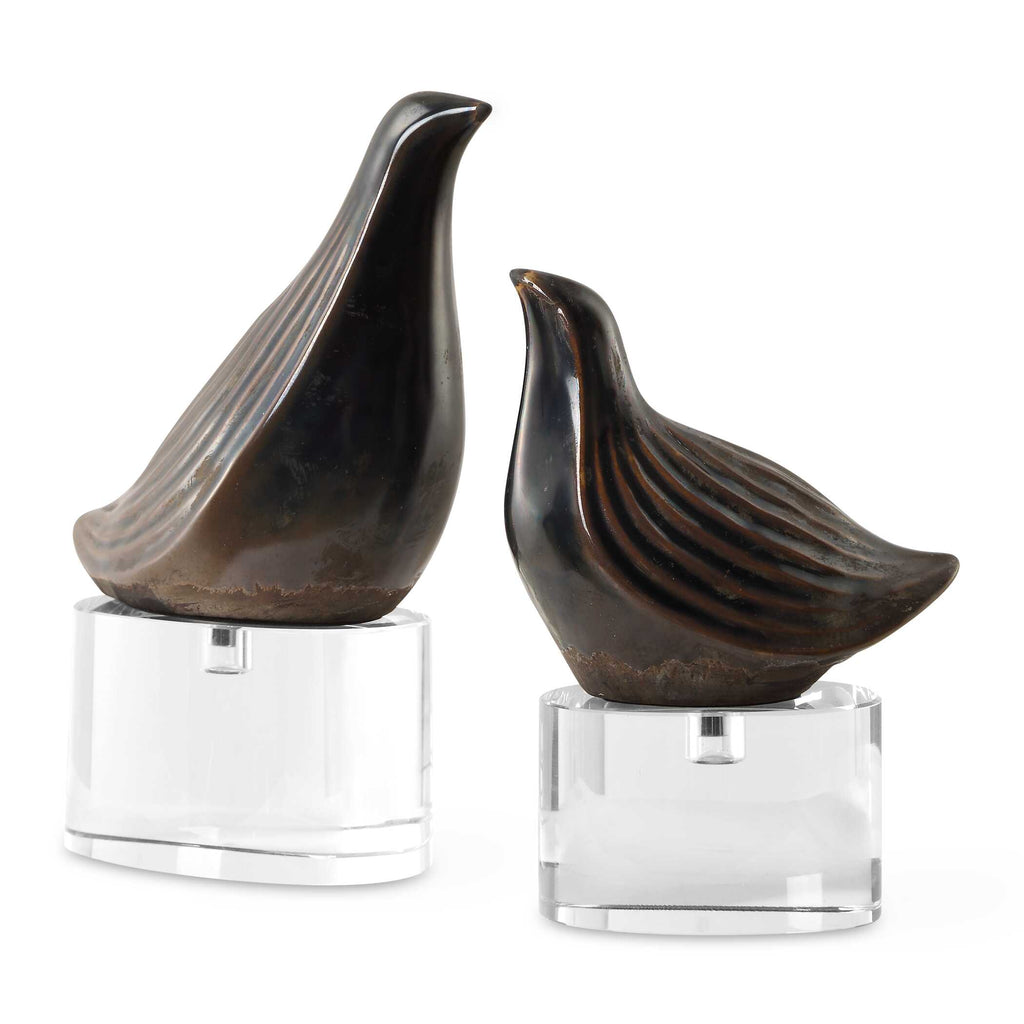 Nesting Bird Gray Sculptures Set/2