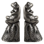 Daydreaming Frogs Aged Silver Bookends Set/2