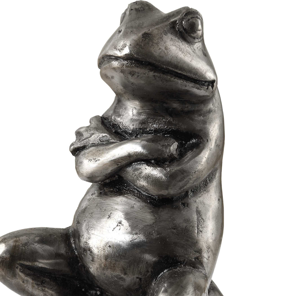 Daydreaming Frogs Aged Silver Bookends Set/2