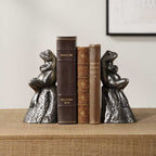 Daydreaming Frogs Aged Silver Bookends Set/2