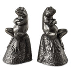 Daydreaming Frogs Aged Silver Bookends Set/2