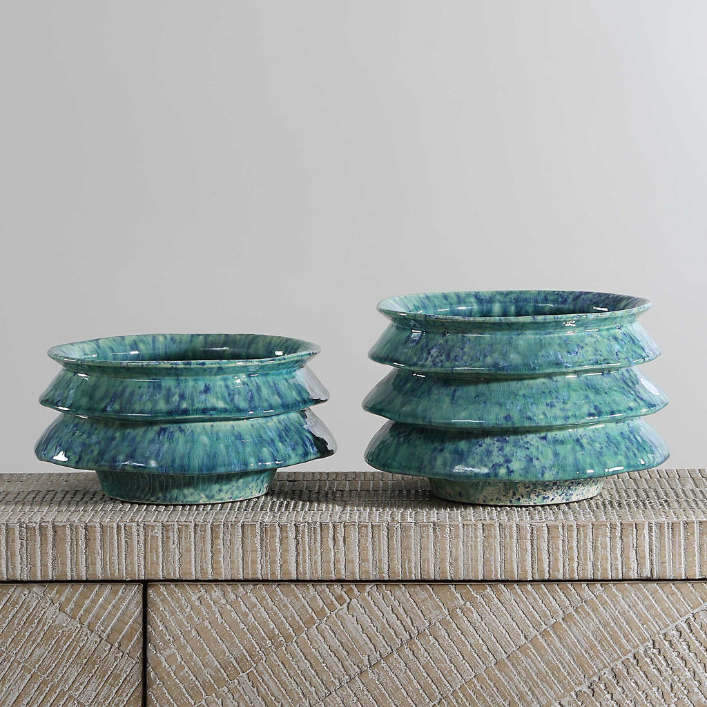ZigZag Blue Green Bowls Set/2
