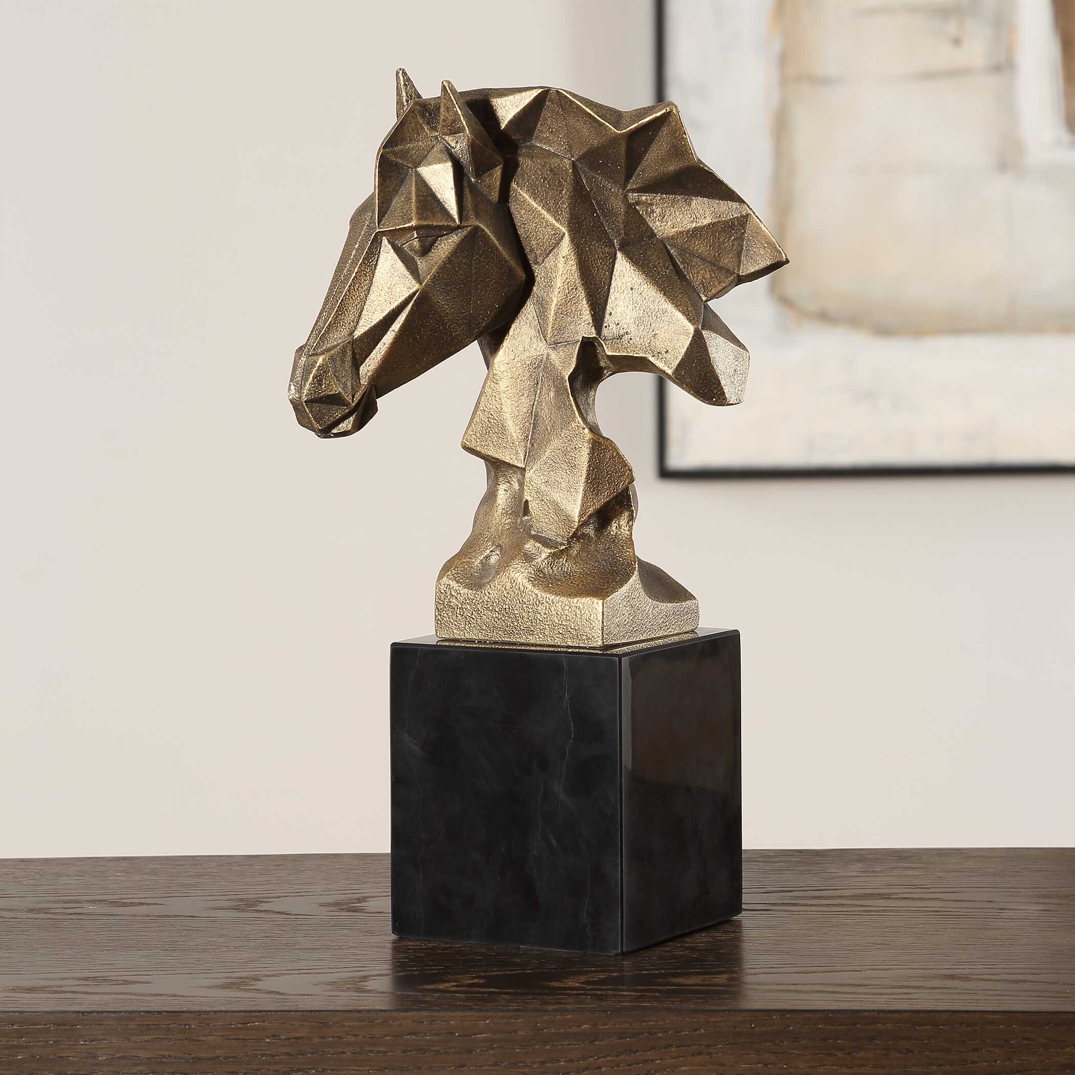 Chiseled Horse Bust Sculpture