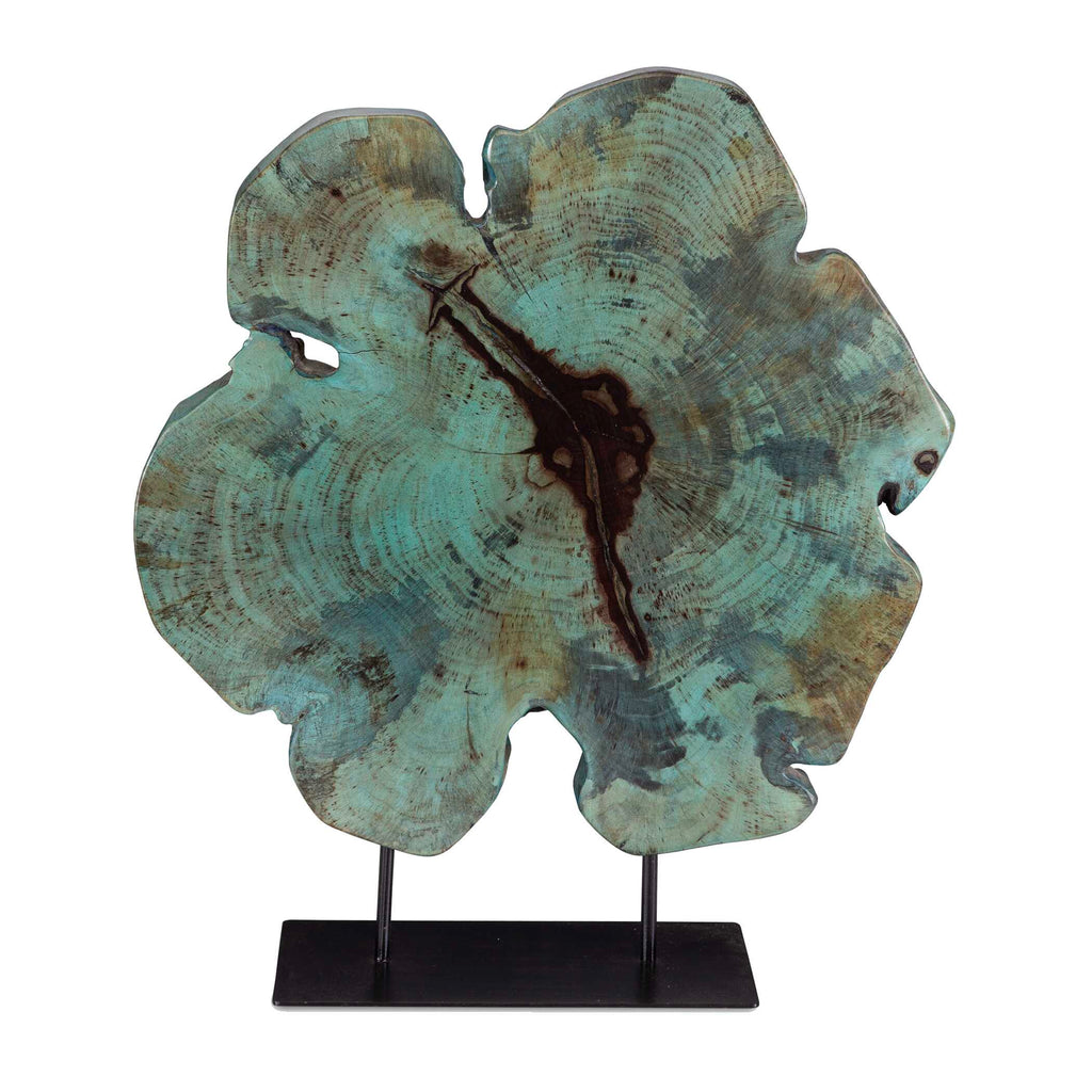 Bahati Wood Blue Sculpture