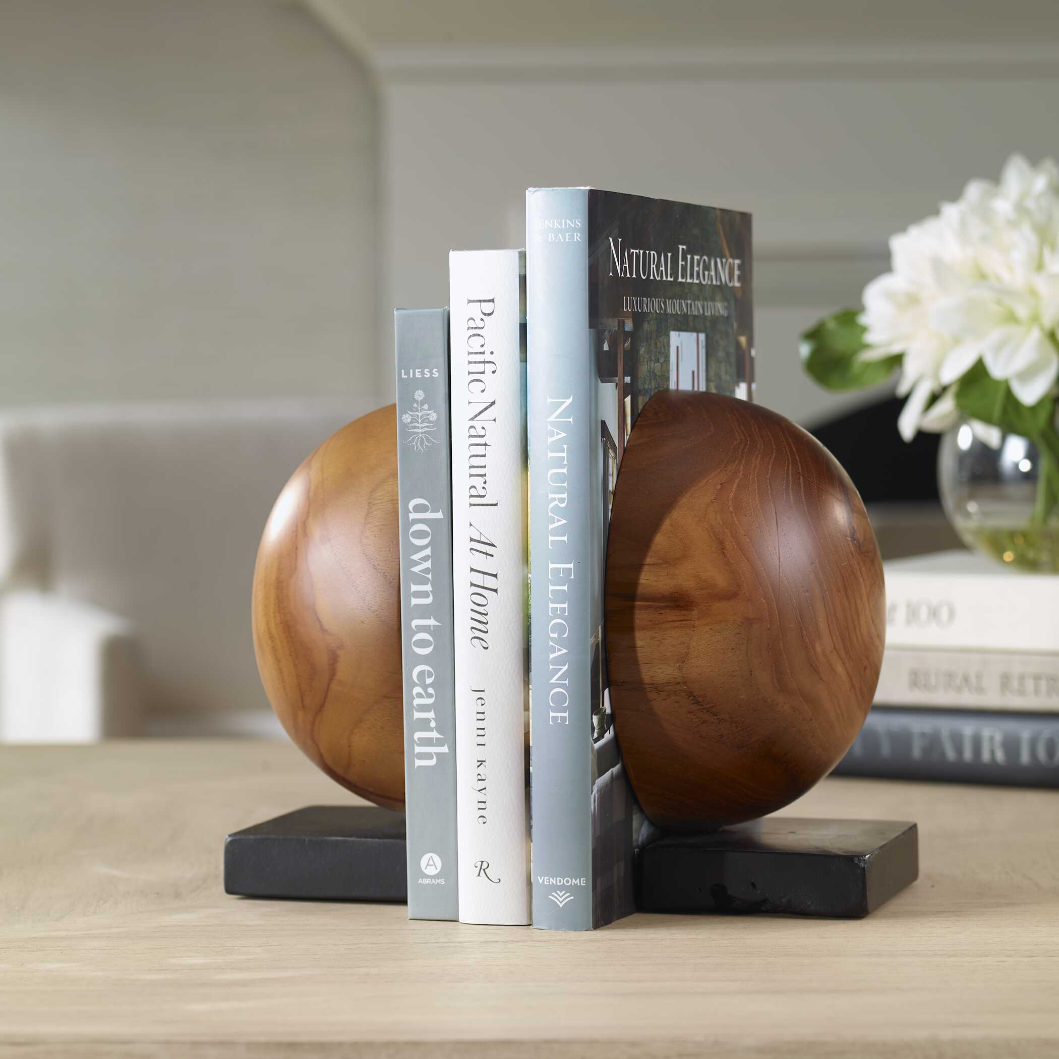 Teak And Noir Bookends Set/2