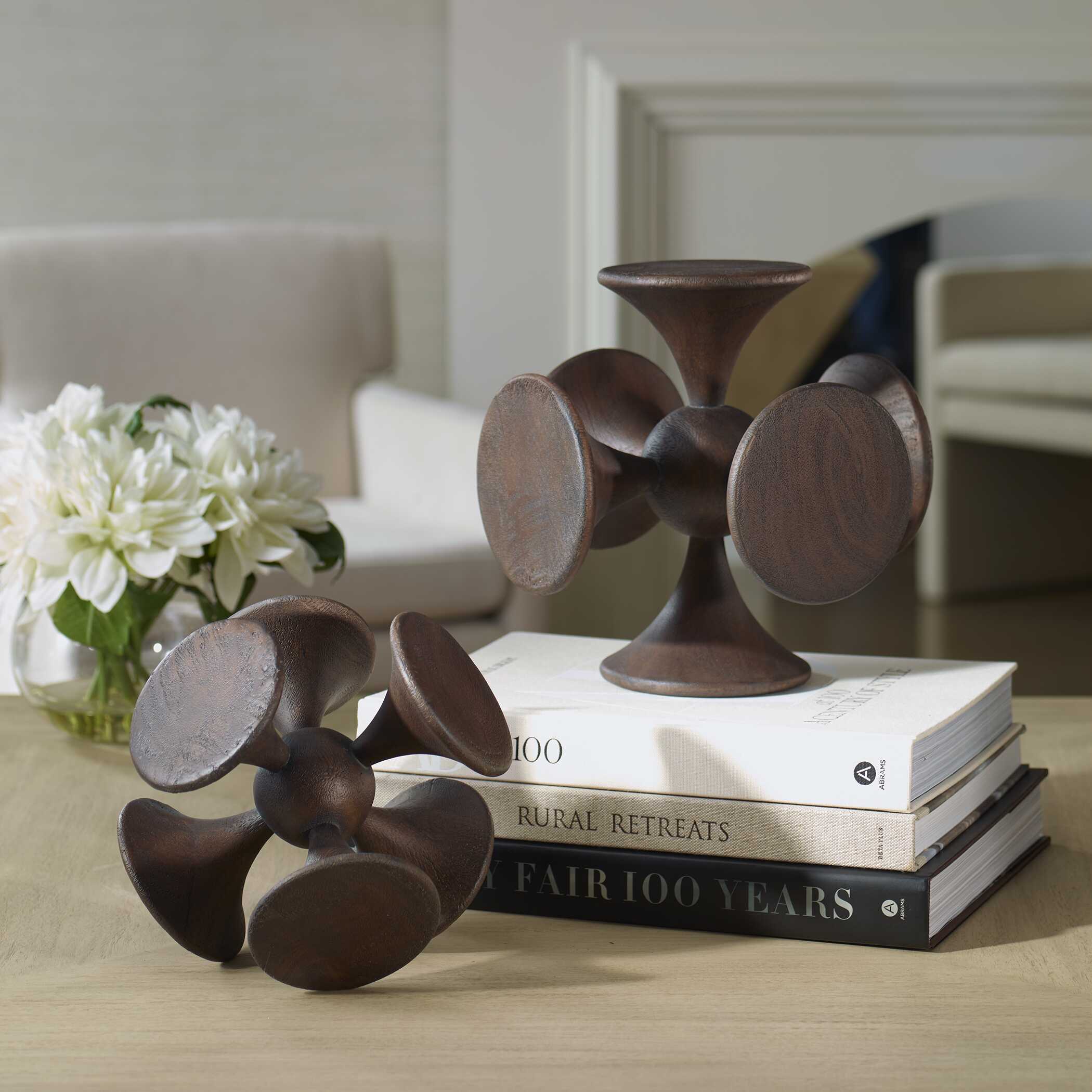 Balanced Harmony Dark Wooden Sculptures Set/2