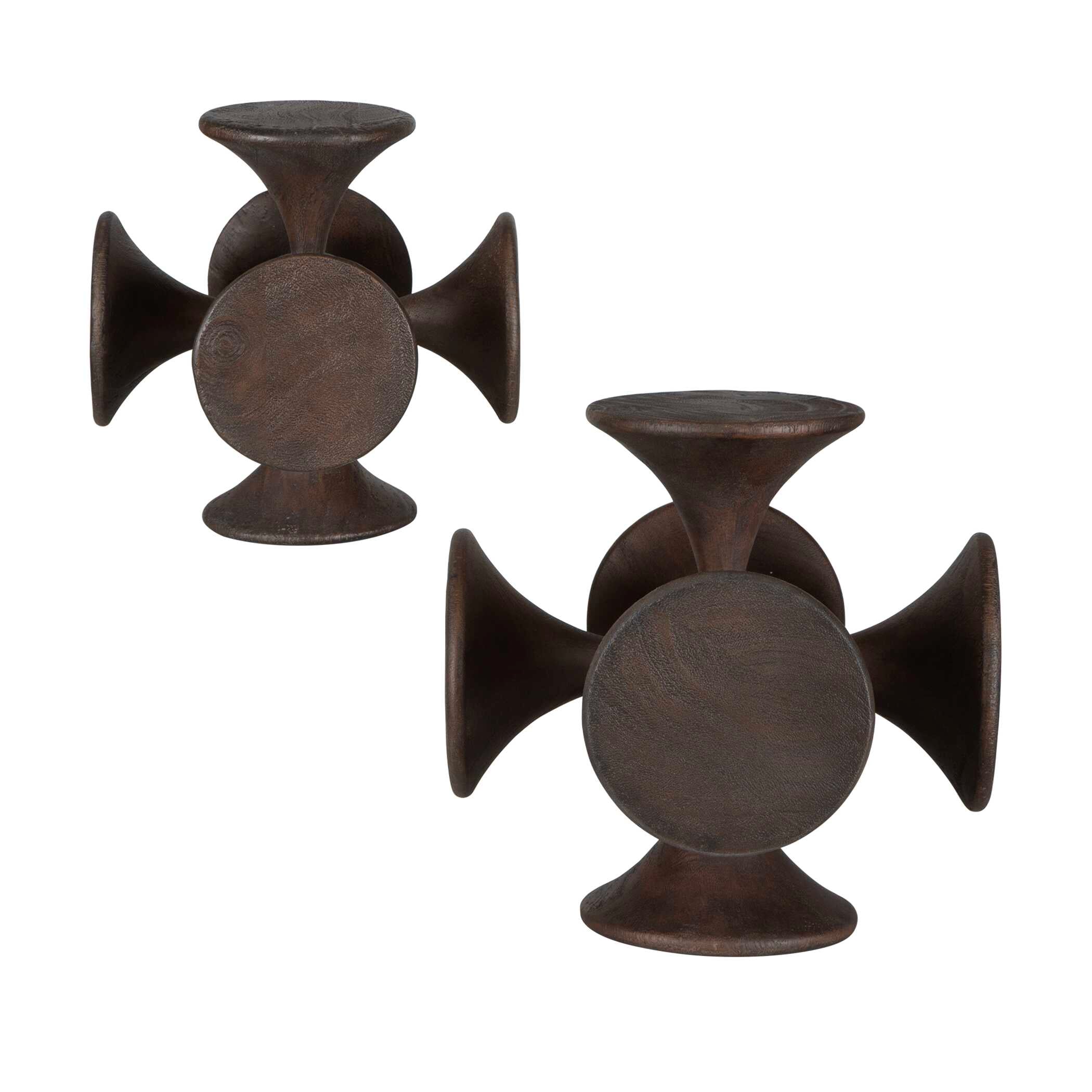 Balanced Harmony Dark Wooden Sculptures Set/2