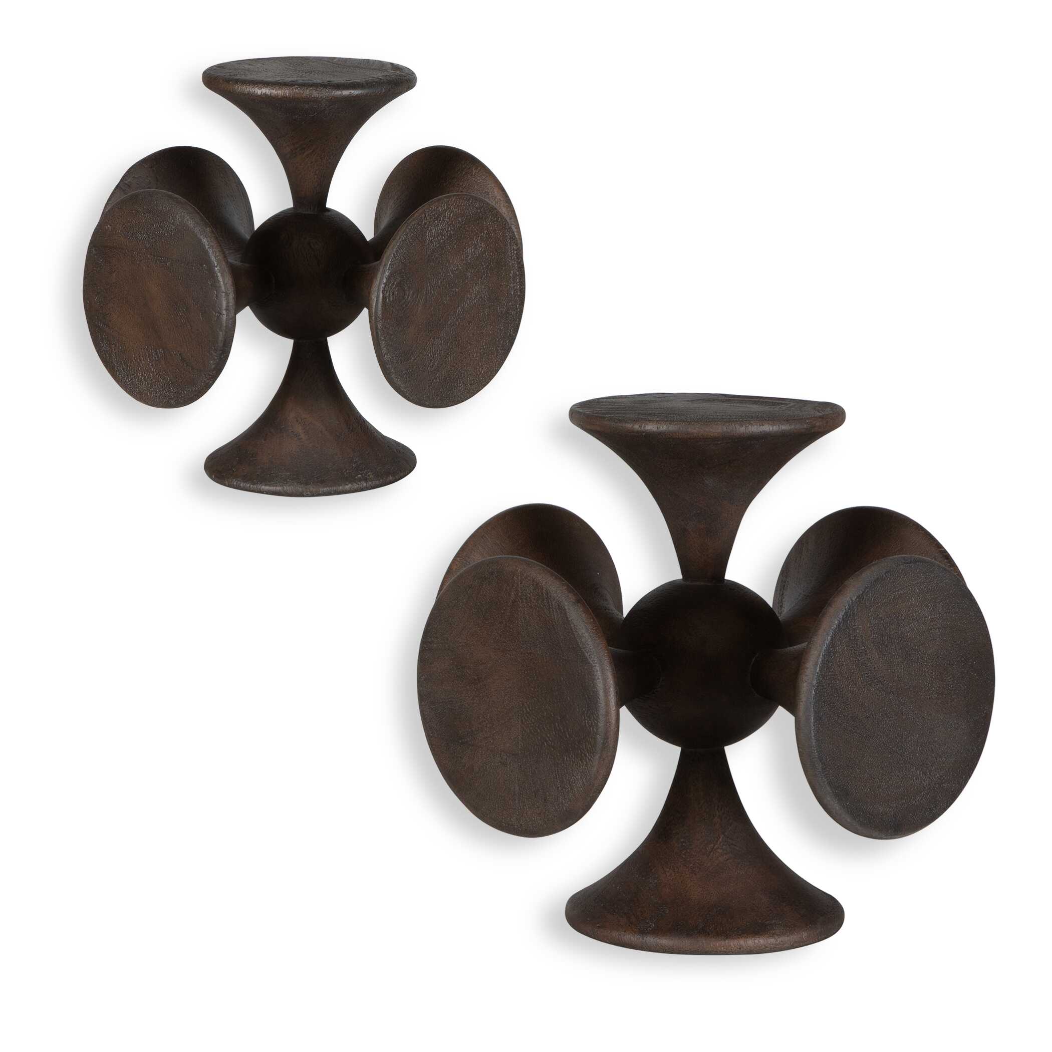 Balanced Harmony Dark Wooden Sculptures Set/2
