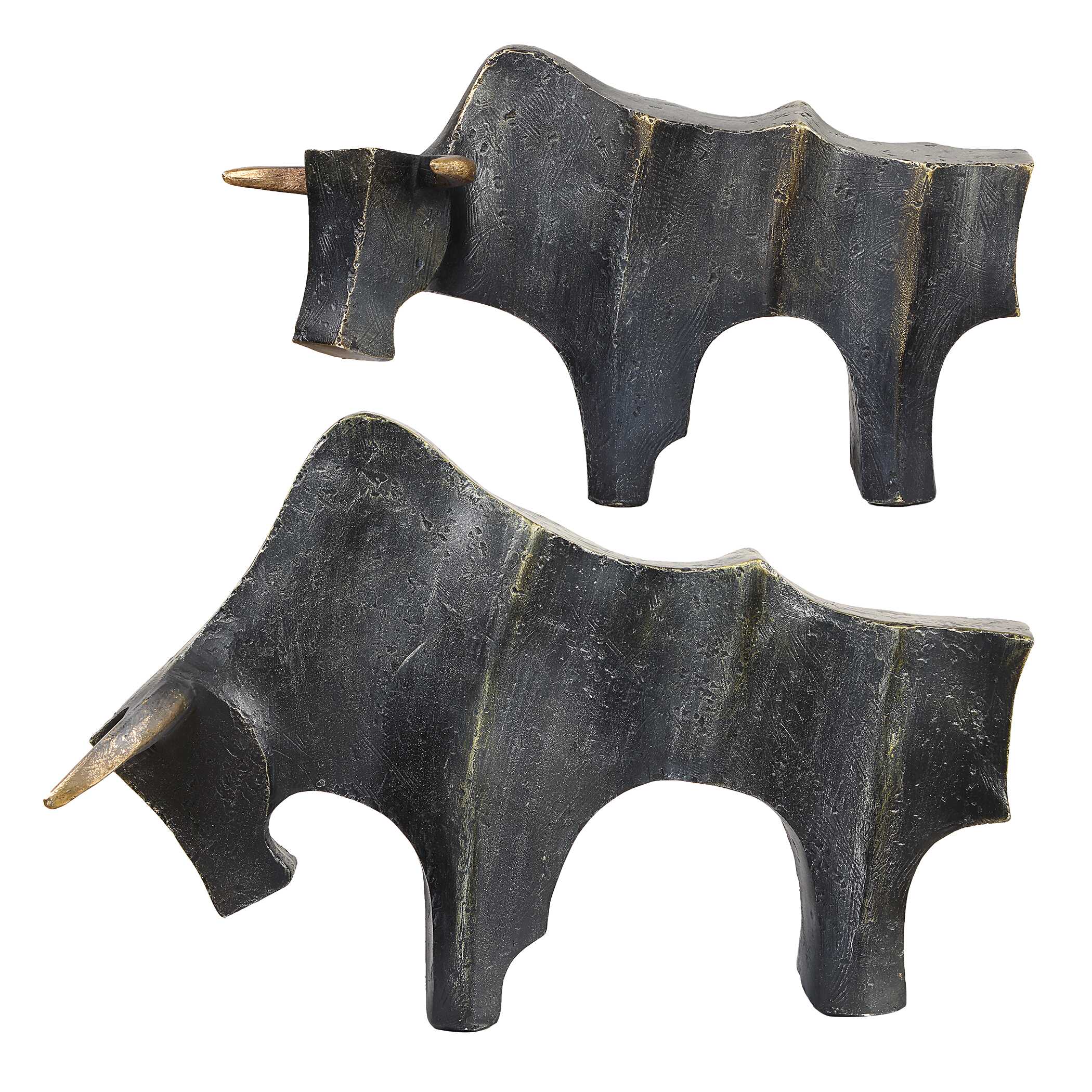 Regal Bull Bronze Sculptures Set/2