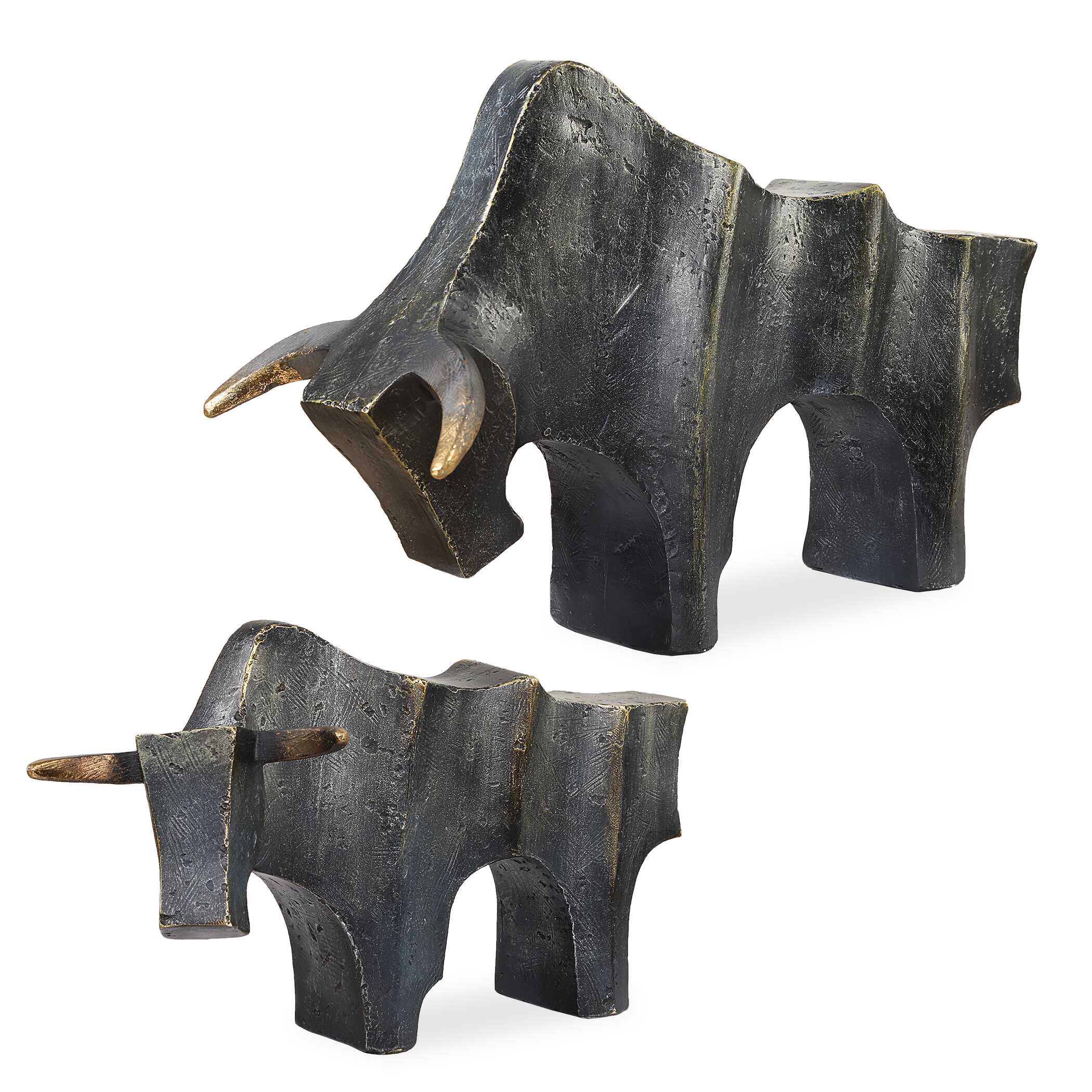 Regal Bull Bronze Sculptures Set/2