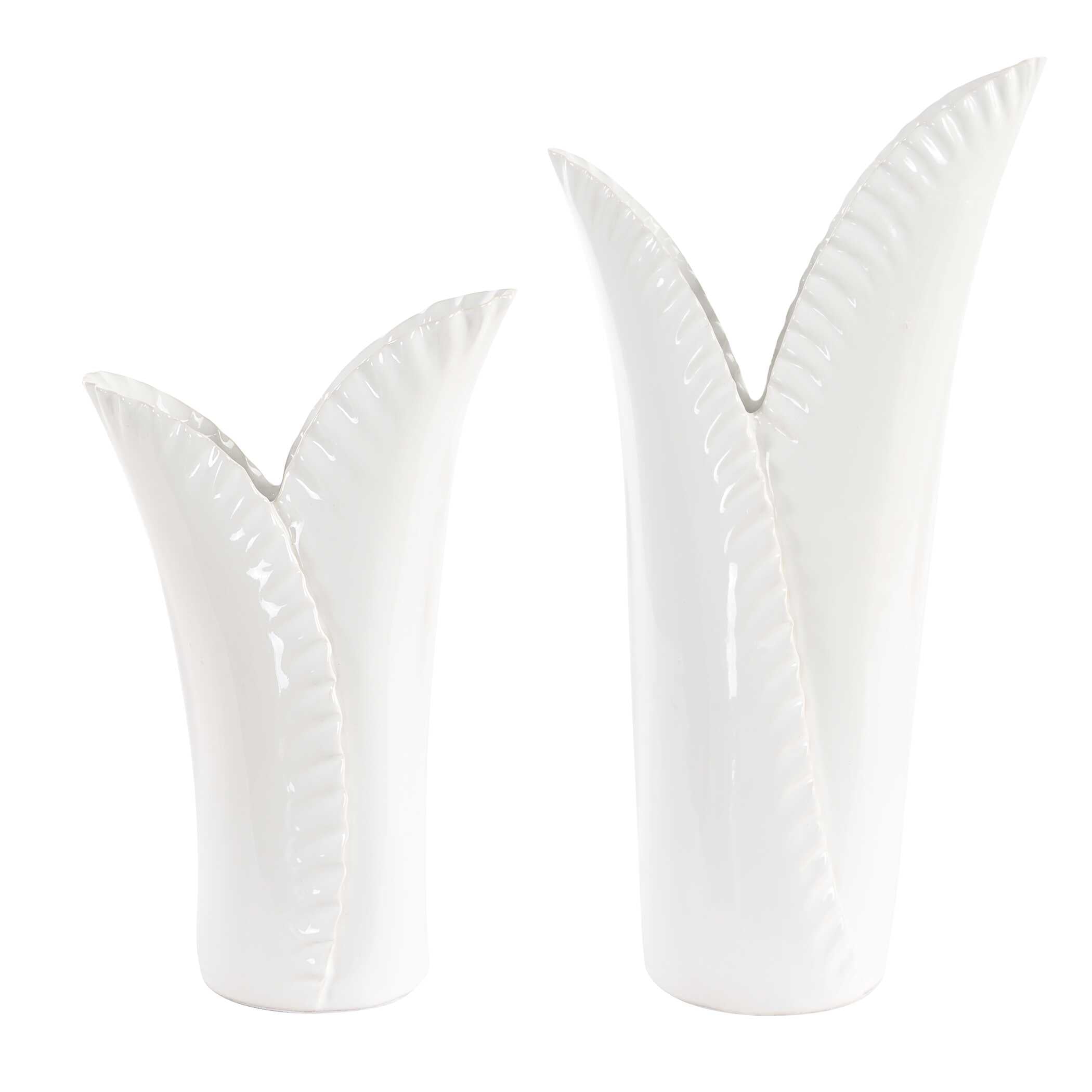 Leafscape White Vases Set/2