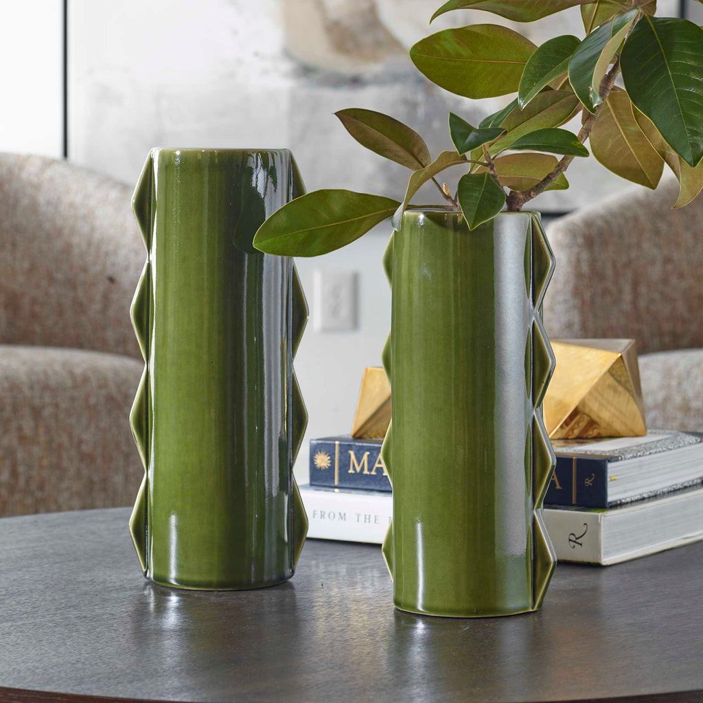Meander Green Vases Set/2
