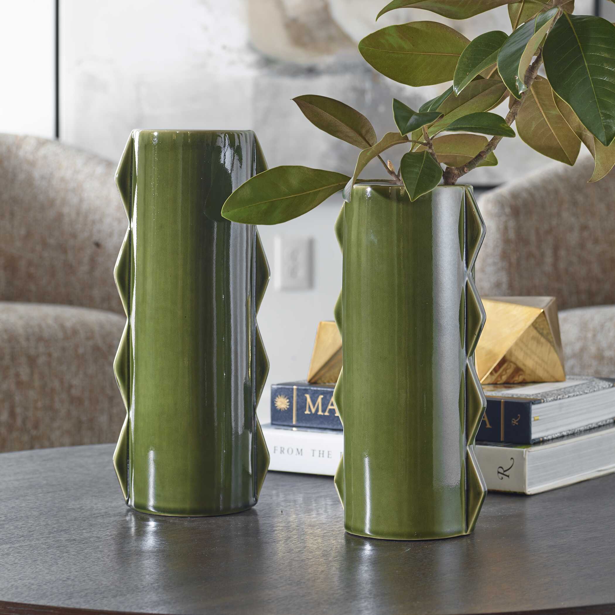 Meander Green Vases Set/2