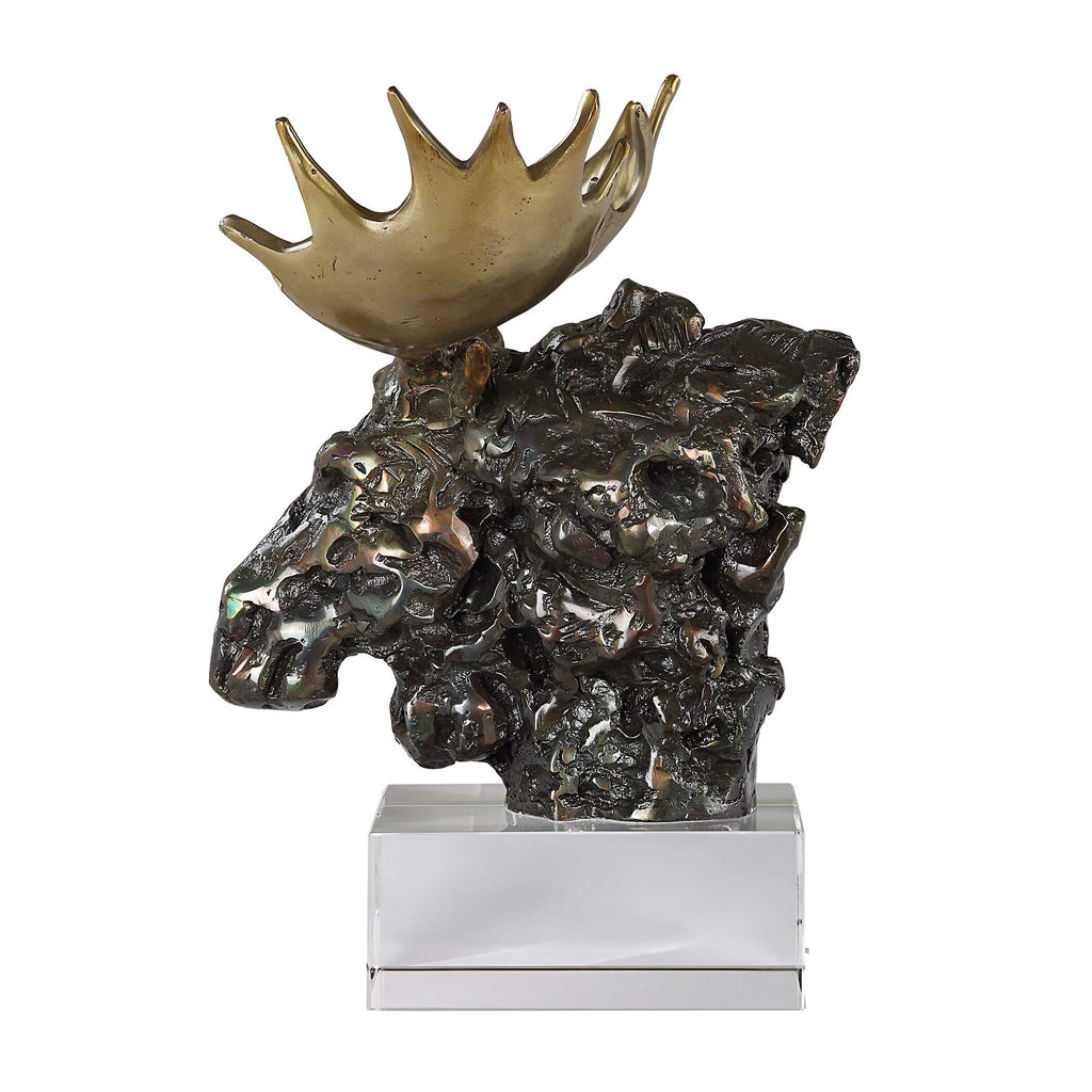 Moose Bust Bronze Sculpture