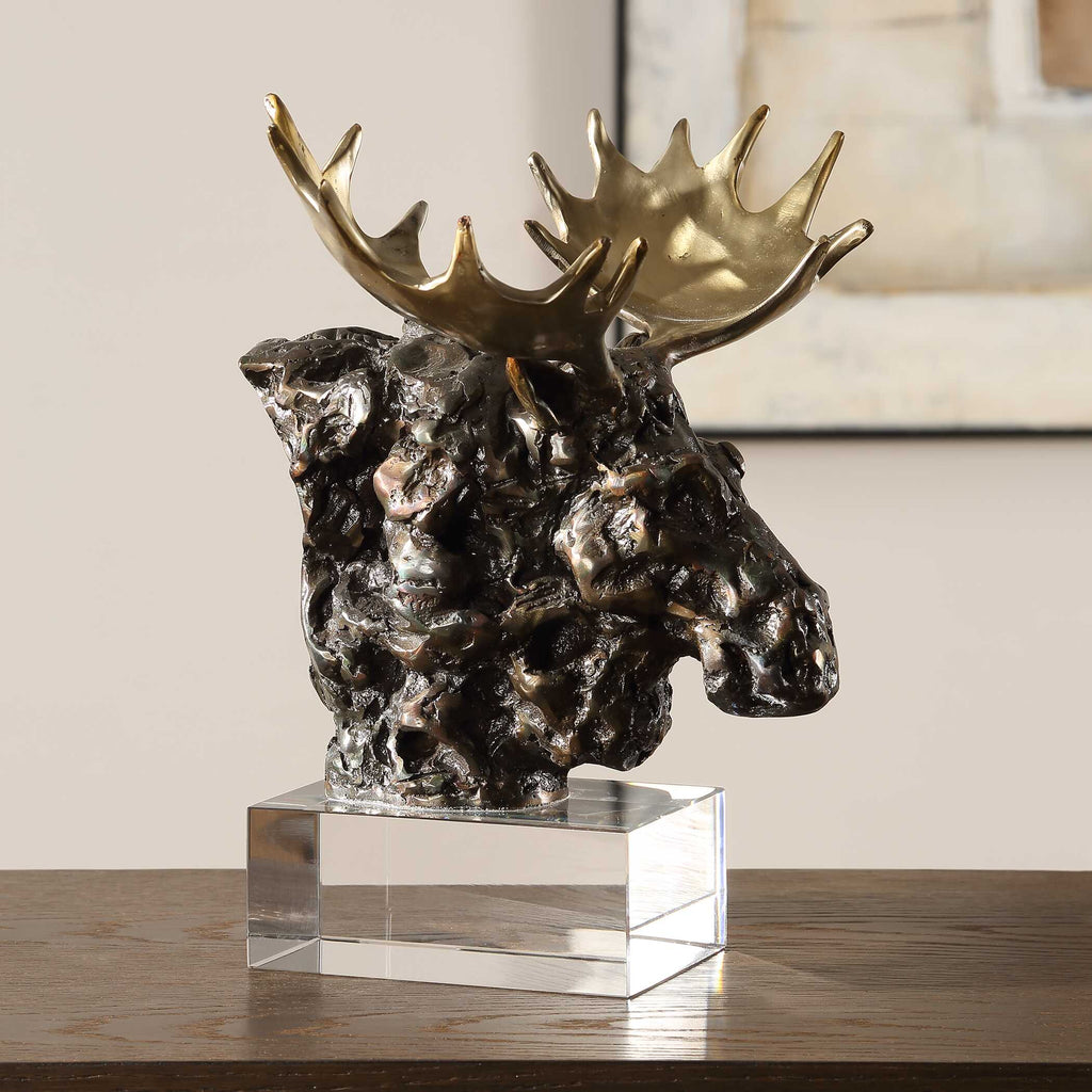 Moose Bust Bronze Sculpture