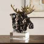 Moose Bust Bronze Sculpture