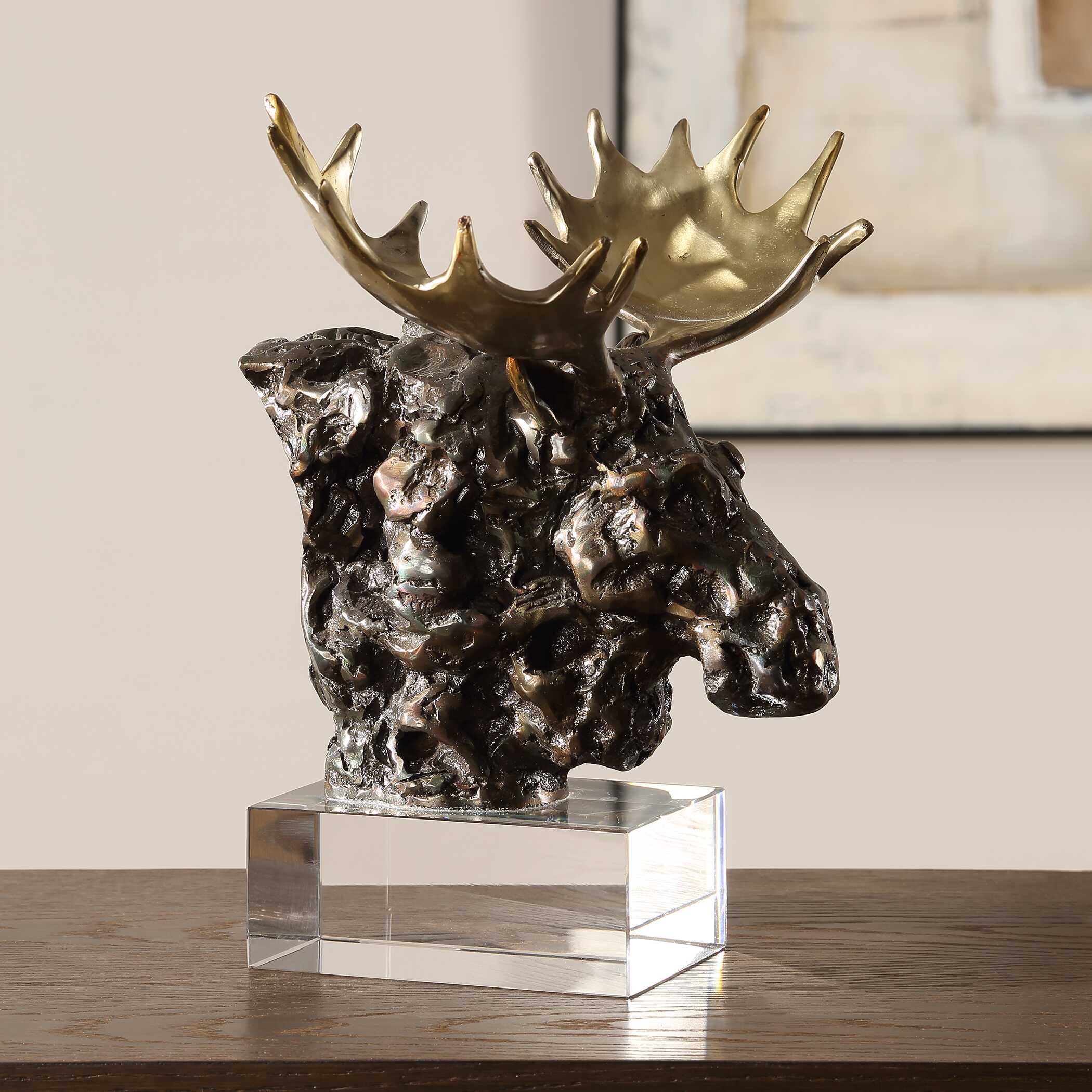 Moose Bust Bronze Sculpture