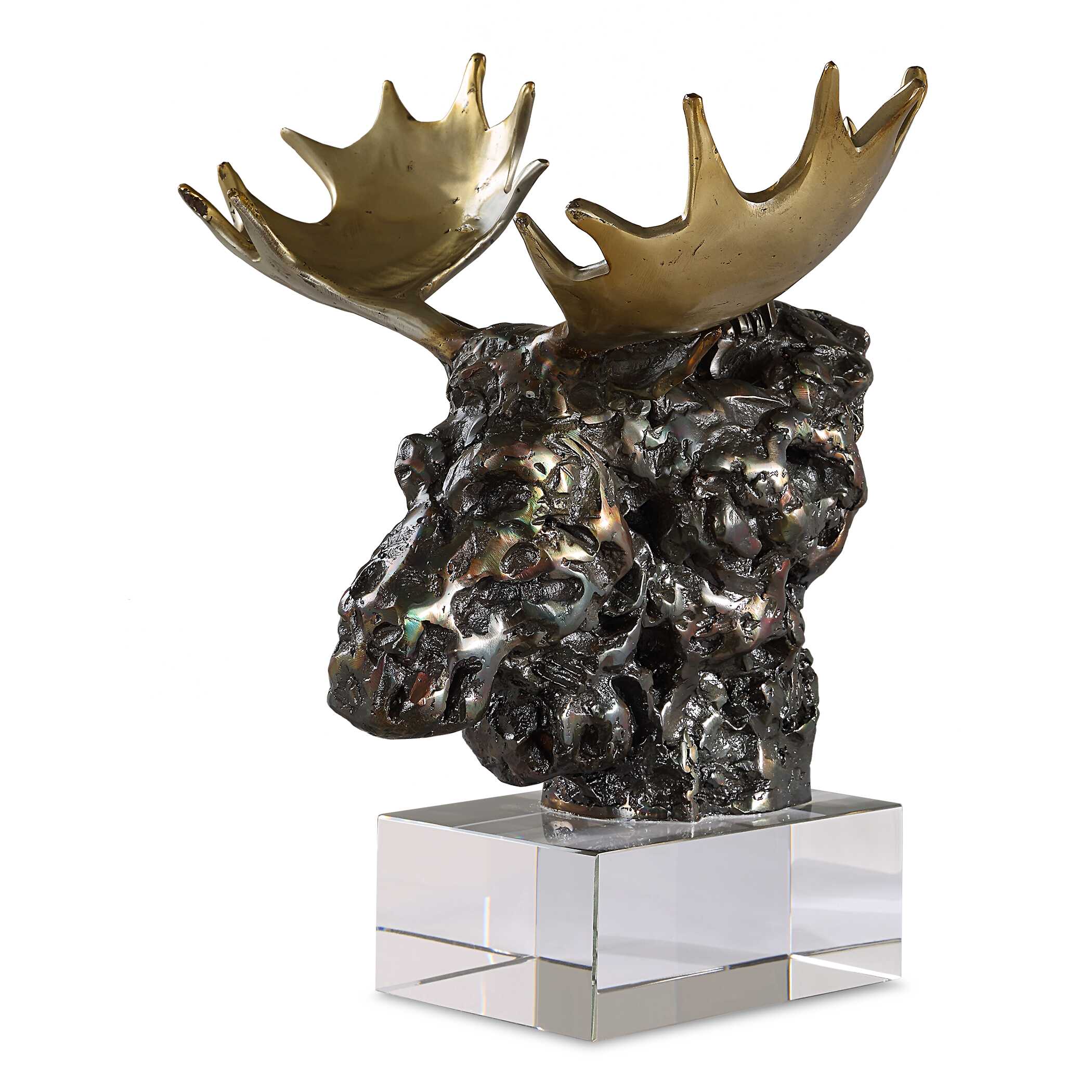 Moose Bust Bronze Sculpture