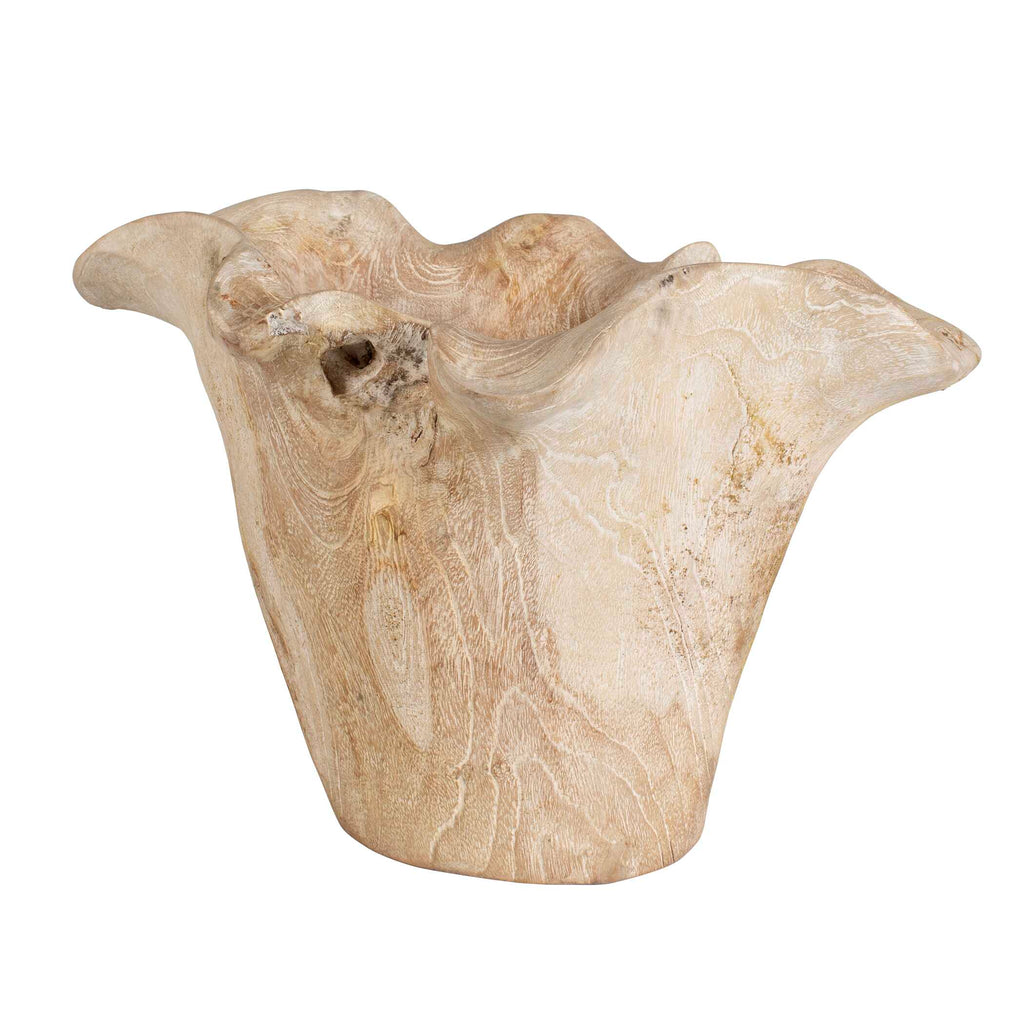 Teak Flow White Wash Outdoor Bowl