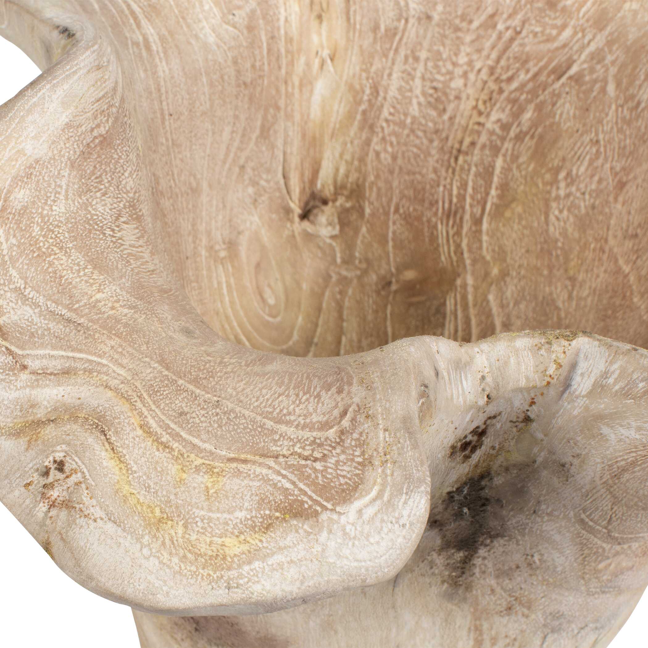 Teak Flow White Wash Outdoor Bowl