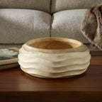 Waveform Bleached Wood Bowl