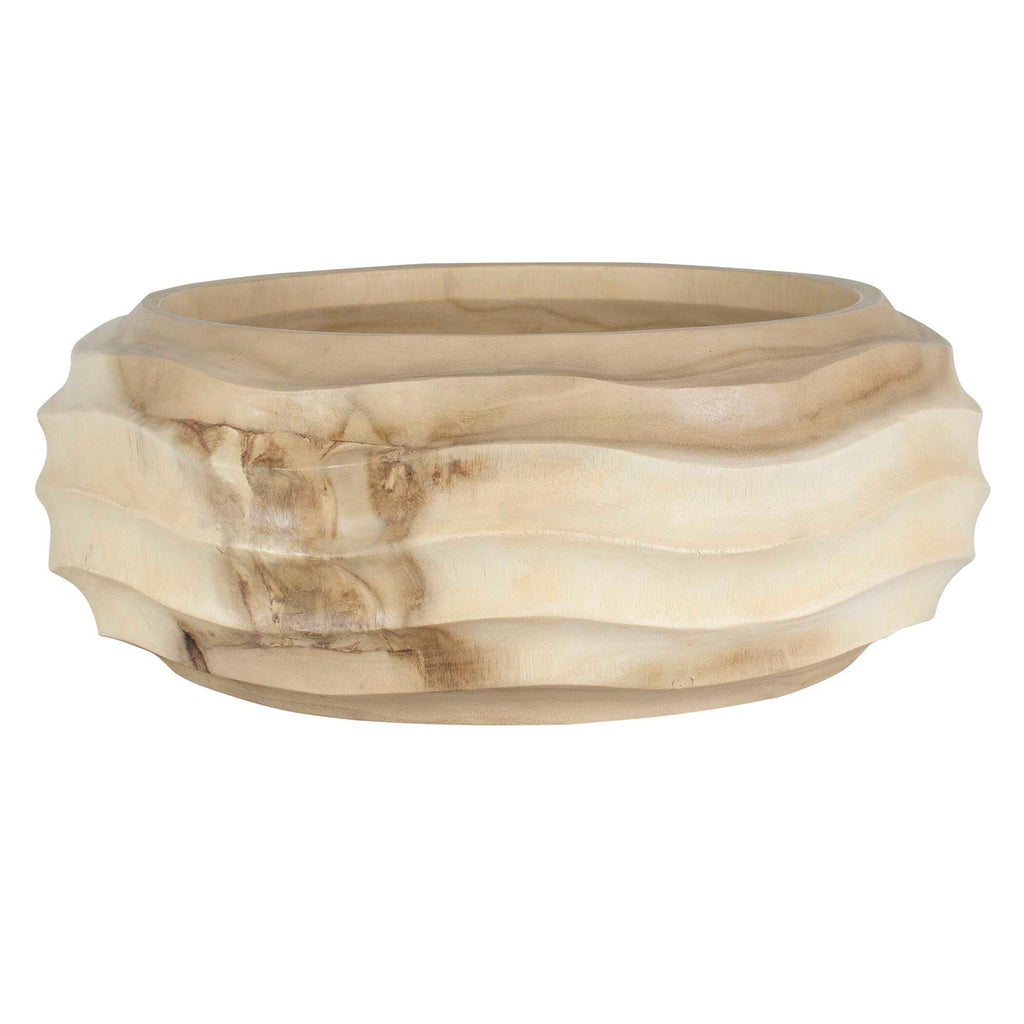 Waveform Bleached Wood Bowl