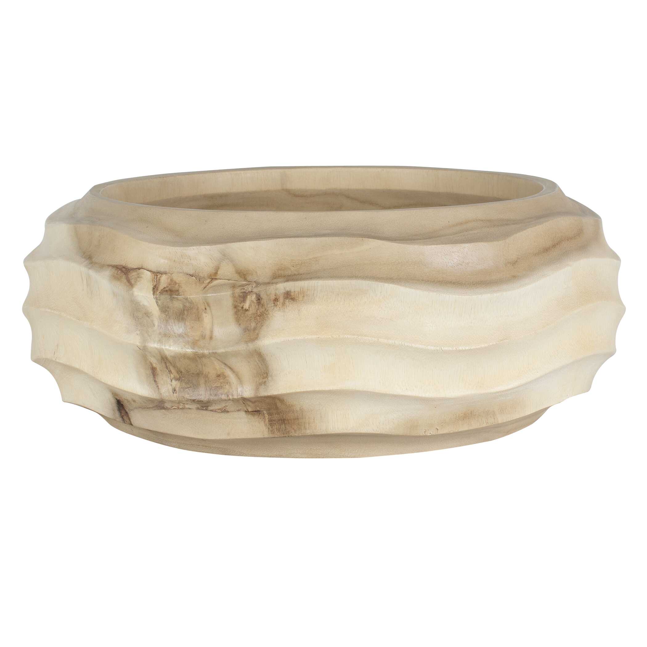 Waveform Bleached Wood Bowl