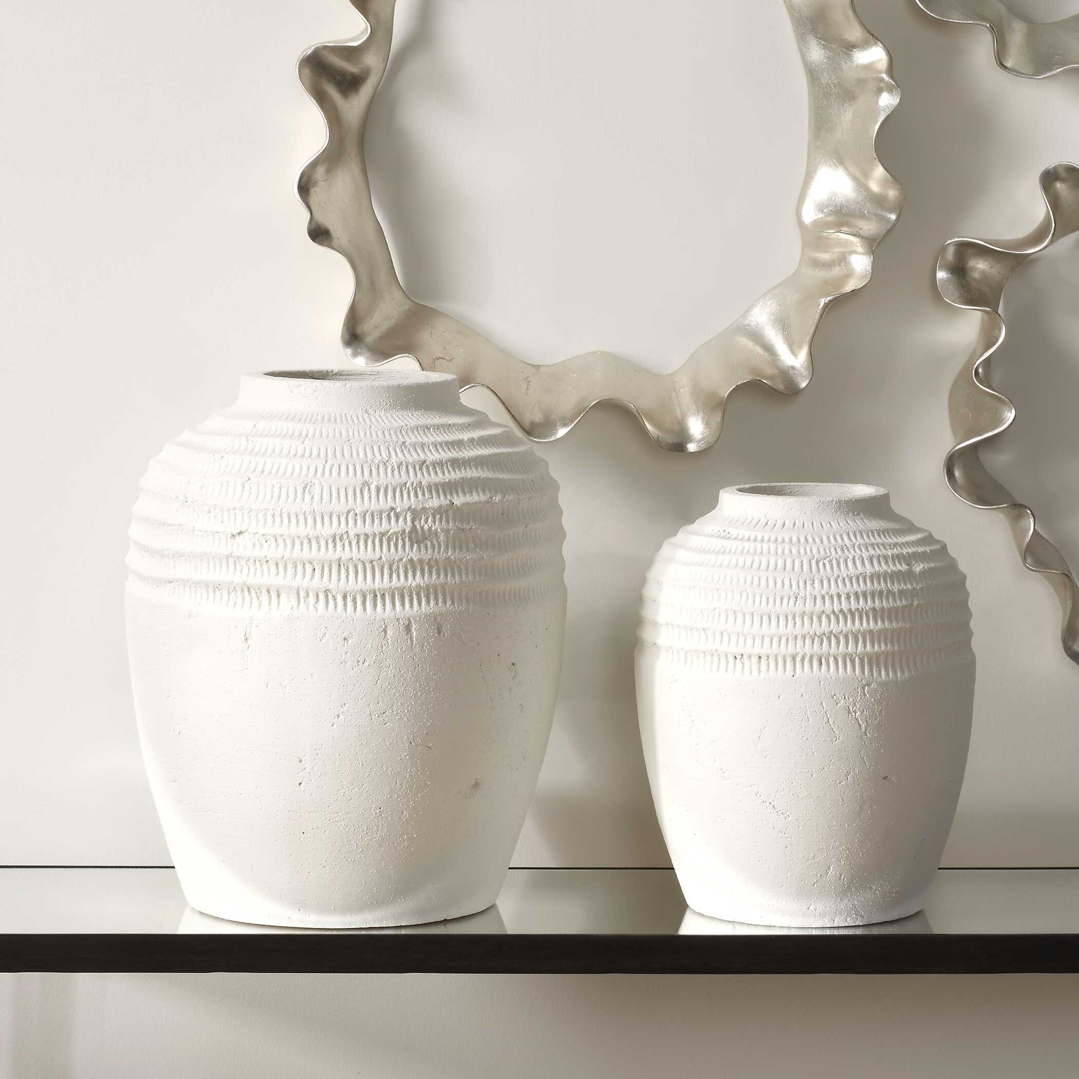 Luna Ridge White Ceramic Vases Set/2