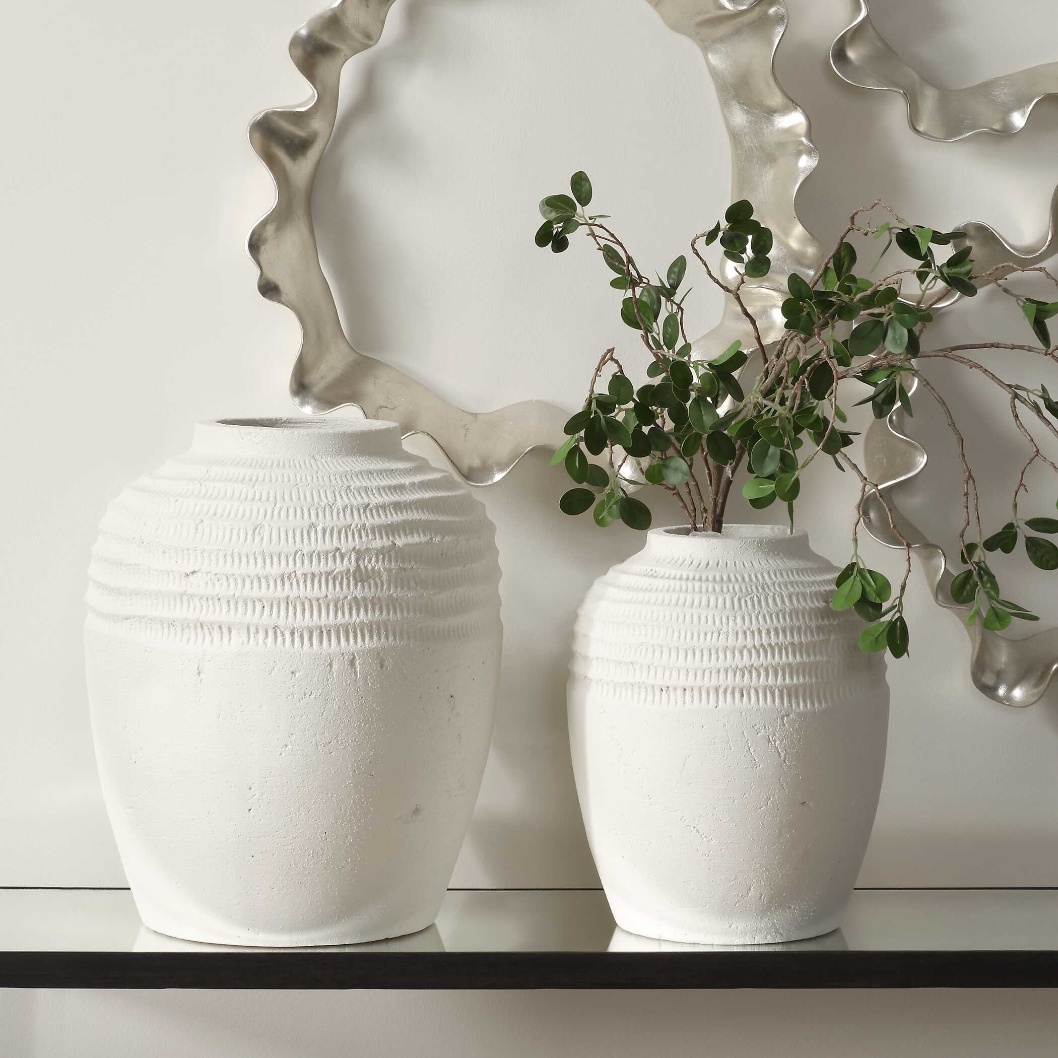 Luna Ridge White Ceramic Vases Set/2