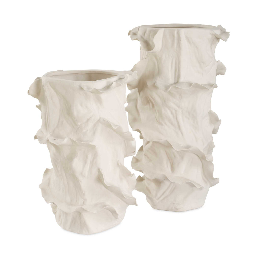 Ripple Crest White Vases Set/2