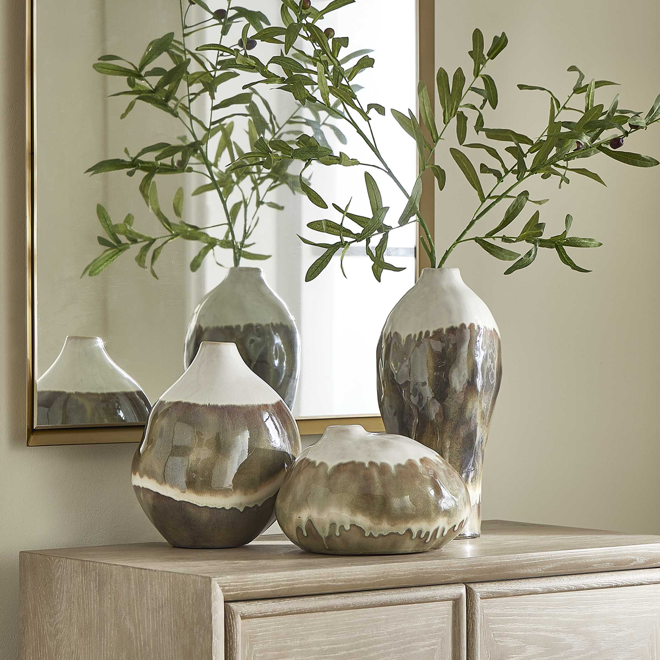 Earthflow Glazed Outdoor Vases Set/3