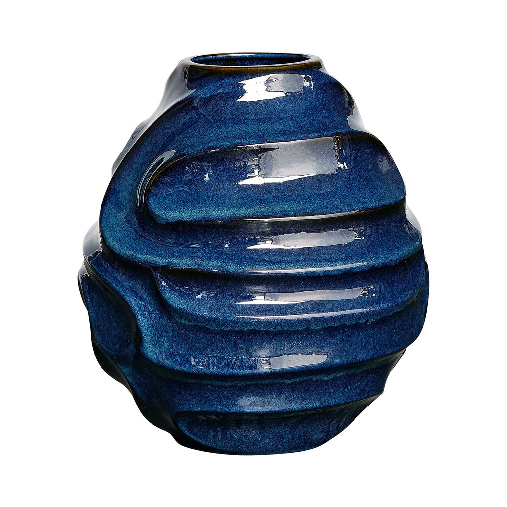 Helix Swirl Blue Outdoor Vase