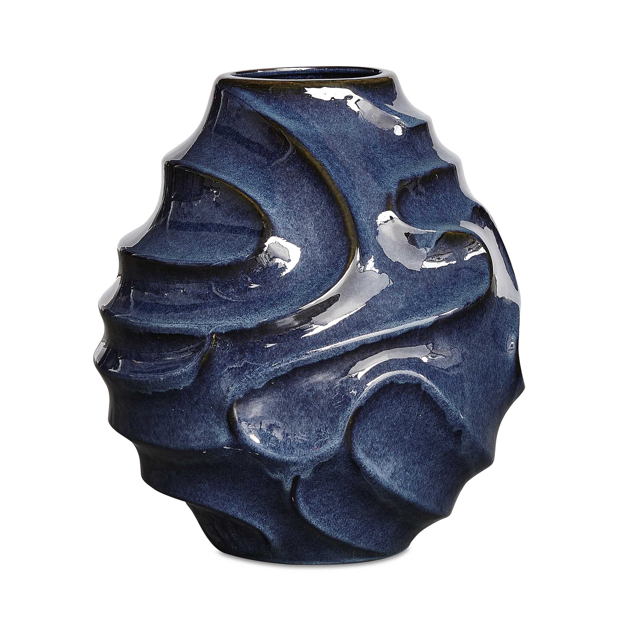 Helix Swirl Blue Outdoor Vase