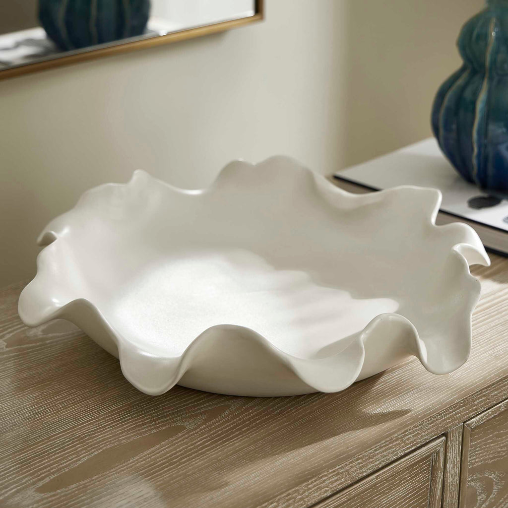 Wave Crest White Outdoor Bowl