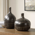 Graphite Stride Geometric Vases Set/2