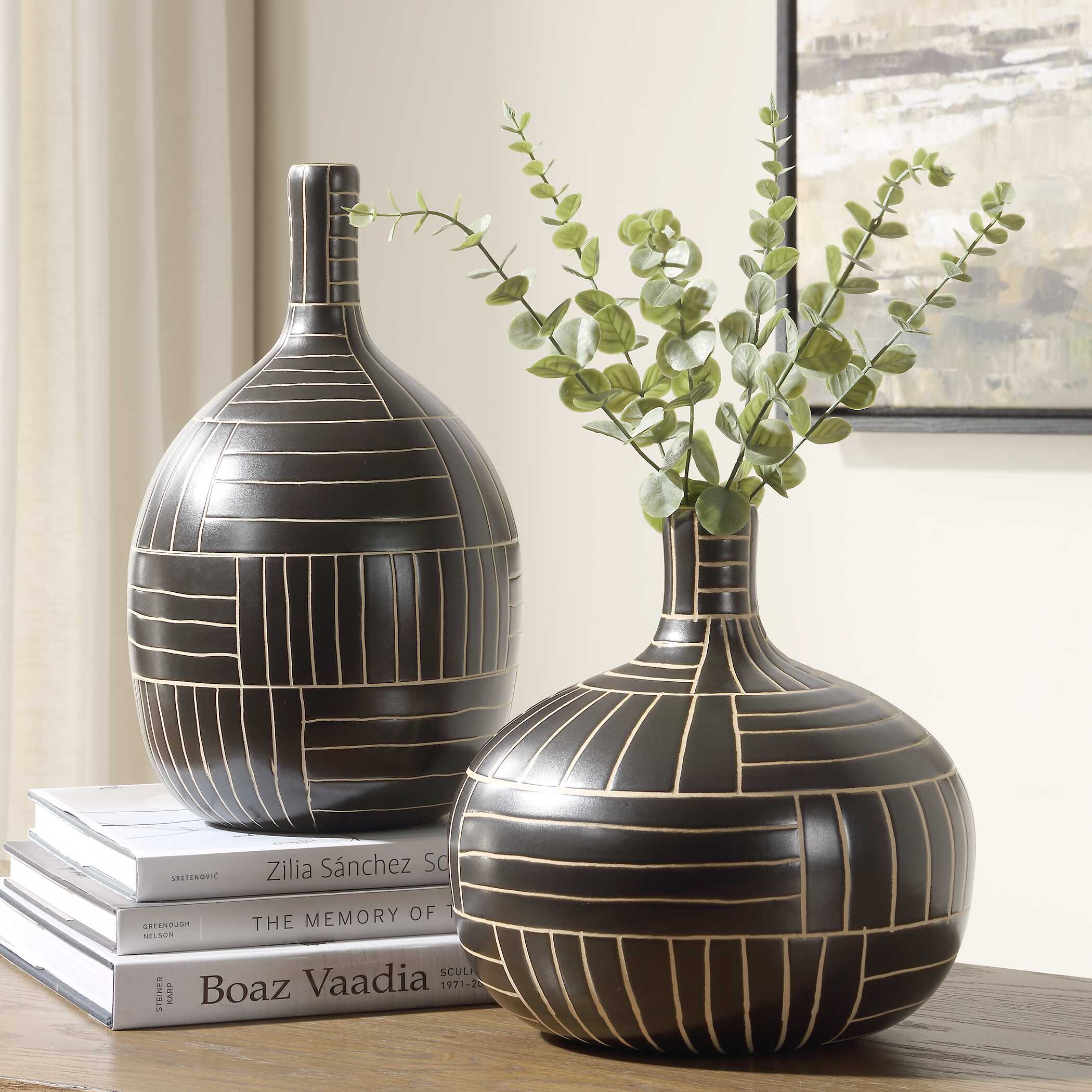 Graphite Stride Geometric Vases Set/2