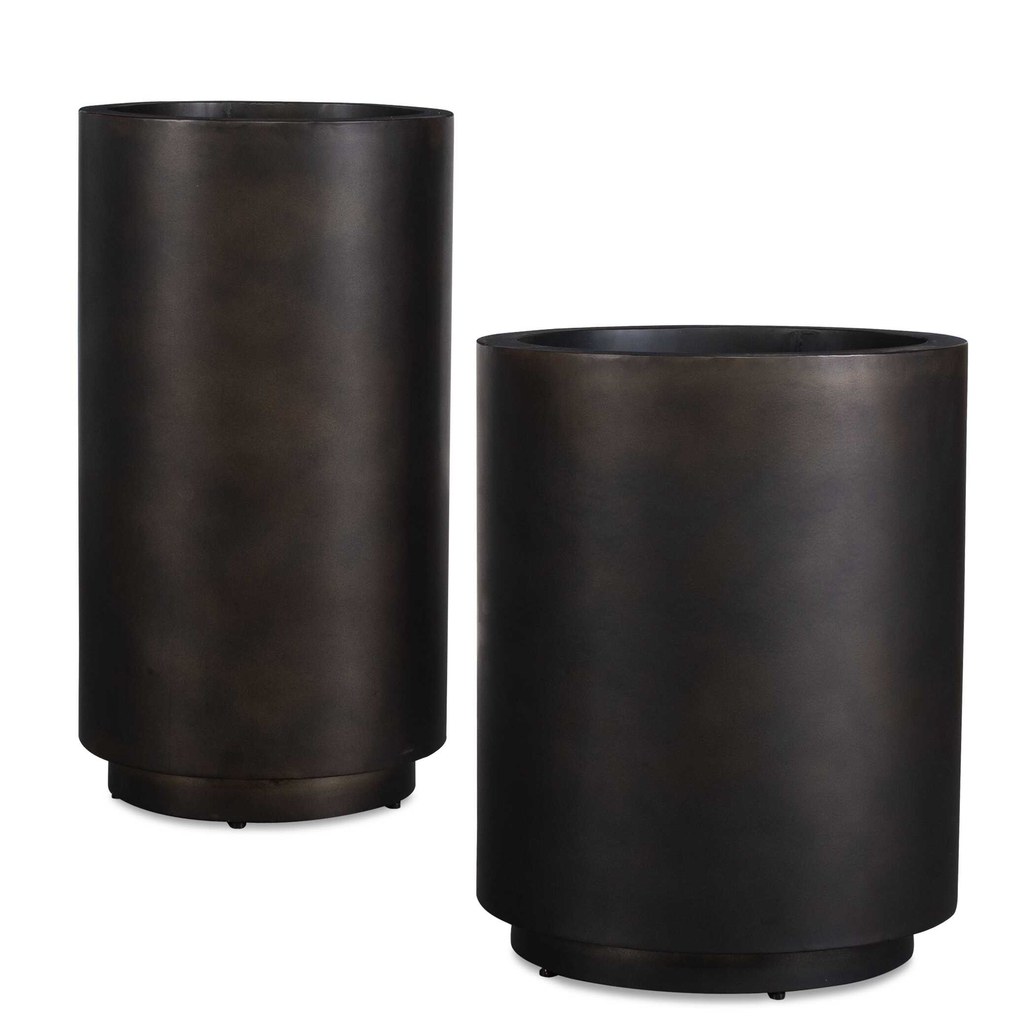 Volcan Matte Bronze Outdoor Planters Set/2